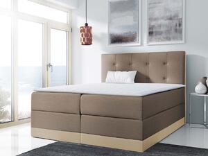 Boxspringová manželská posteľ 140x200 SANDIA - béžová / hnedá + topper ZDARMA