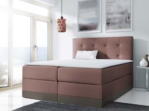 Boxspringová manželská posteľ 160x200 SANDIA - ružová / hnedá + topper ZDARMA