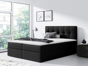 Hotelová manželská posteľ 140x200 KOLDBY - čierna + topper ZDARMA