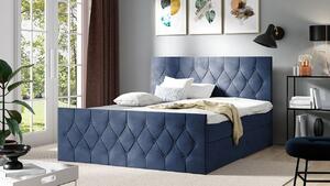 Boxspringová dvojlôžková posteľ 160x200 SENSE 2 - modrá + topper ZDARMA
