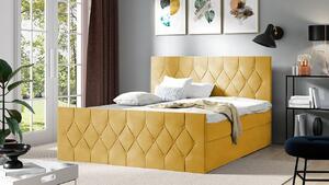 Boxspringová dvojlôžková posteľ 140x200 SENSE 2 - žltá + topper ZDARMA