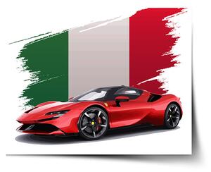 Sablio Plagát Ferrari Talianska vlajka - 60x40 cm