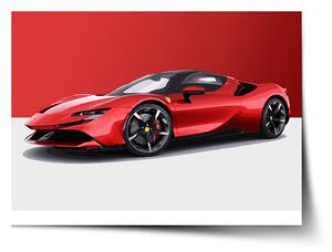 Sablio Plagát Ferrari na červeno-bielej - 60x40 cm