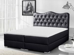 Kontinentálna manželská posteľ 160x200 TEJANA - čierna eko koža + topper ZDARMA