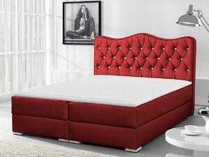 Kontinentálna manželská posteľ 200x200 TEJANA - červená eko koža + topper ZDARMA