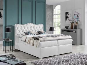 Kontinentálna manželská posteľ 200x200 TEJANA - biela eko koža + topper ZDARMA