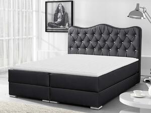 Kontinentálna manželská posteľ 140x200 TEJANA - grafitová eko koža + topper ZDARMA