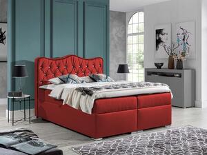 Kontinentálna manželská posteľ 180x200 TEJANA - červená eko koža + topper ZDARMA
