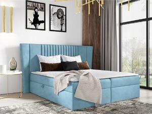 Hotelová manželská posteľ 160x200 SOLA - svetlá modrá + topper ZDARMA