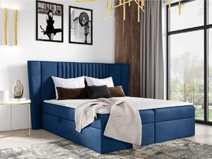 Hotelová jednolôžková posteľ 120x200 SOLA - tmavá modrá + topper ZDARMA