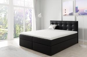 Boxspringová manželská posteľ 200x200 TOMASA 1 - čierna ekokoža + topper ZDARMA