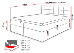 Boxspringová jednolôžková posteľ 120x200 TOMASA 1 - biela ekokoža + topper ZDARMA
