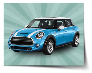 Sablio Plagát Mini sedan Zelené pozadie - 60x40 cm
