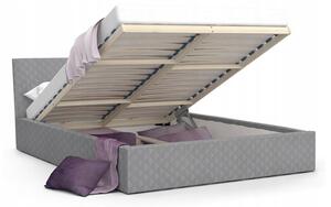 DOBRESNY Luxusná manželská posteľ VEGAS 1 šedá 180x200 z eko kožes dreveným roštom