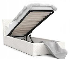 Luxusná posteľ VEGAS biela 90x200 z eko kože s kovovým roštom