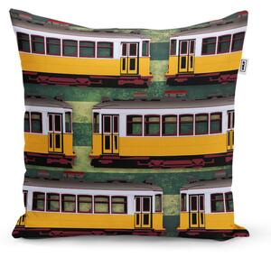 Sablio Vankúš Lisabonské historické električky Zelený Pattern - 40x40 cm