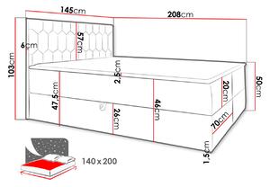 Kontinentálna dvojlôžková posteľ 140x200 TOMASA 6 - červená + topper ZDARMA
