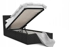 Luxusná posteľ VEGAS čierna 90x200 z eko kože s kovovým roštom