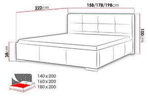 Čalúnená manželská posteľ 140x200 YADRA - šedá eko koža