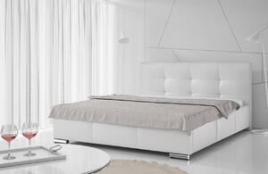 Čalúnená manželská posteľ 140x200 YADRA - biela eko koža
