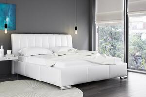 Čalúnená manželská posteľ 180x200 ZULMA - biela eko koža