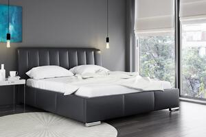 Čalúnená manželská posteľ 180x200 ZULMA - čierna eko koža