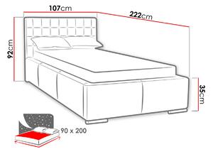 Čalúnená jednolôžková posteľ 90x200 VENTURA - čierna eko koža