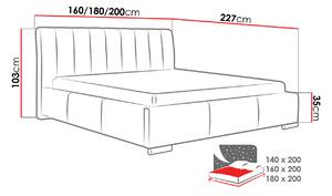 Čalúnená manželská posteľ 180x200 ZULMA - biela eko koža