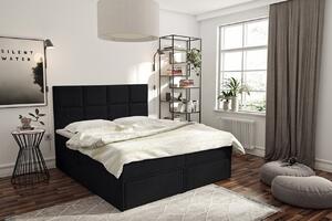 Manželská boxspringová posteľ 140x200 LUGAU - čierna + topper ZDARMA