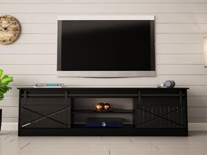 Televízny stolík MITSUKO - čierny / lesklý čierny