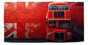 Sablio Uterák Červený poschodový autobus Vlajka - 30x50 cm