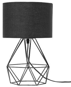 Stolná lampa čierne tienidlo čierny kovový podstavec v tvare klietky industriálny štýl