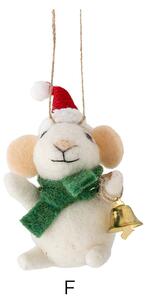 Plstená vianočná ozdoba Peo Mouse Green Wool F
