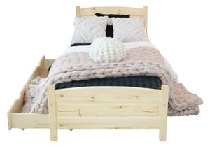 Vyvýšená posteľ Joana + pěnový matrac COMFORT 14 cm + rošt ZADARMO, 90 x 200 cm, prírodný-lak
