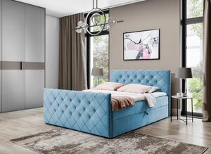 Boxspringová posteľ LENKA - 140x200, svetlo modrá + topper ZDARMA