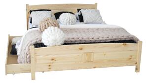 Vyvýšená posteľ Joana + pěnový matrac COMFORT 14 cm + rošt ZADARMO, 120 x 200 cm, prírodný-lak