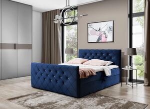 Boxspringová posteľ LENKA - 200x200, modrá + topper ZDARMA