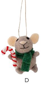 Plstená vianočná ozdoba Peo Mouse Green Wool D
