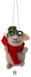 Plstená vianočná ozdoba Peo Mouse Green Wool B