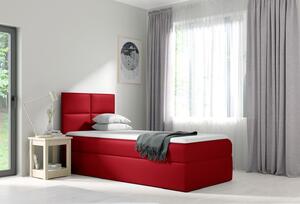 Čalúnená jednolôžková posteľ SONIA - 90x200, červená + topper ZDARMA