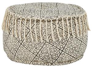 Taburet béžová a čierna bavlna 50 x 30 cm s potlačou so vzorom ručná výroba boho moderný štýl obývacia izba spálňa