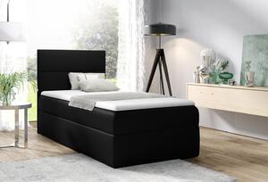 Čalúnená jednolôžková posteľ OLENA - 80x200, čierna + topper ZDARMA