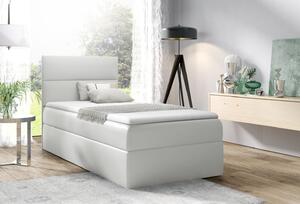 Čalúnená jednolôžková posteľ OLENA - 80x200, biela + topper ZDARMA