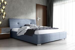 Čalúnená jednolôžková posteľ TERESA - 120x200, modrá + topper ZDARMA