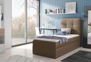 Čalúnená jednolôžková posteľ REBECCA - 80x200, hnedá + topper ZDARMA