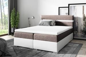 Boxspringová posteľ URSZULA - 200x200, biela / hnedá + topper ZDARMA
