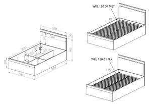 Jednolôžková posteľ CARYS 120x200 - biela