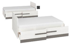 Jednolôžková posteľ ILKO 120x200 - biela borovica / new grey