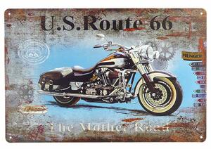 Retro tabuľa U.S.Route 66 Motorbike 30x20cm (Plechová ceduľa - rozmery: 30x20cm, materiál: plech)