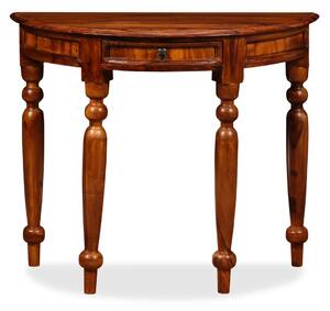 Polkruhový príručný stolík, masívne sheeshamové drevo, 90x40x76 cm